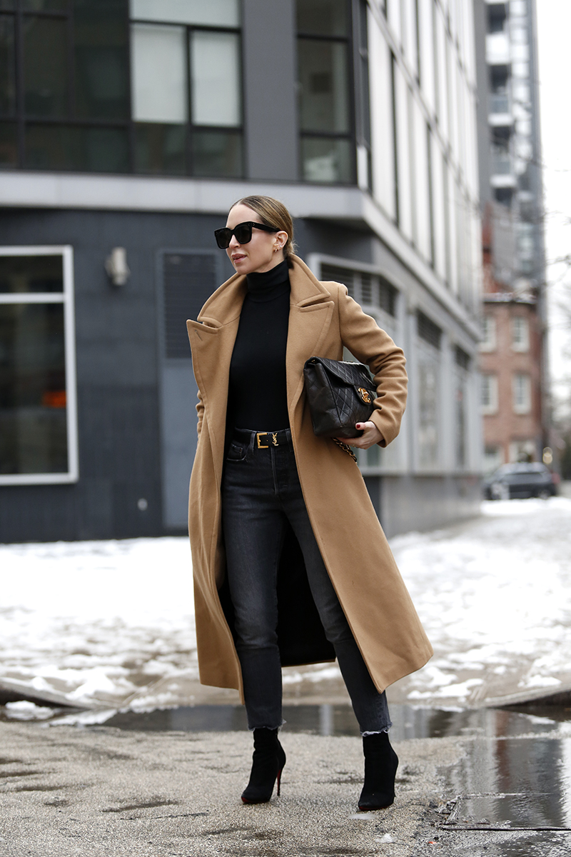 Classic Coat Worn with Two Belt Options 