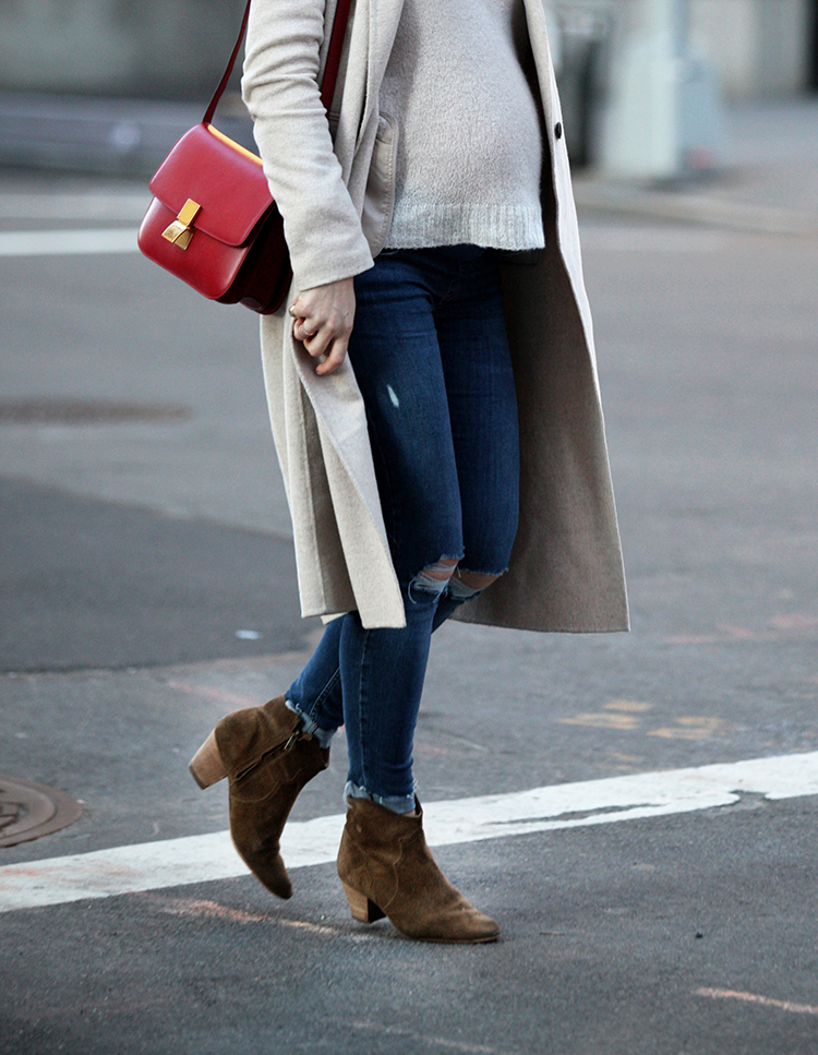 Minimalist- Grey Leather Pants, Celine Box Bag, Isabel Marant Boots