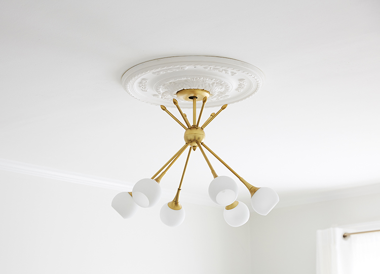 Brass and white light fixture and medallion - Brooklyn Blonde