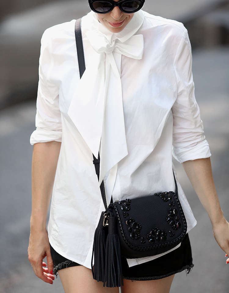 Frame 'Le Bowtie' Button Down Blouse and Kate Spade Lietta Bag