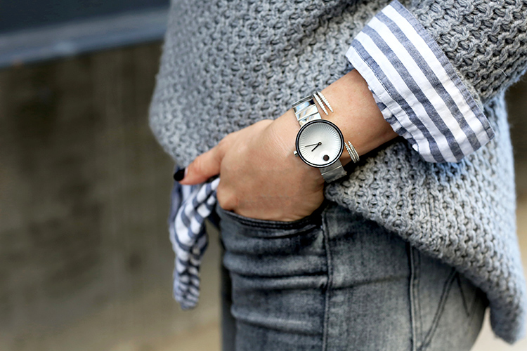 stainless steel silver watch | Movado Edge Collection | Helena of Brooklyn Blonde