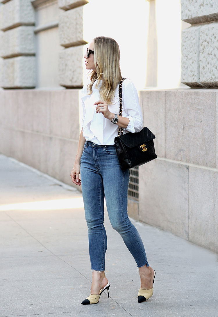 Vintage Jumbo Chanel Bag and Chanel Two Tone Mules