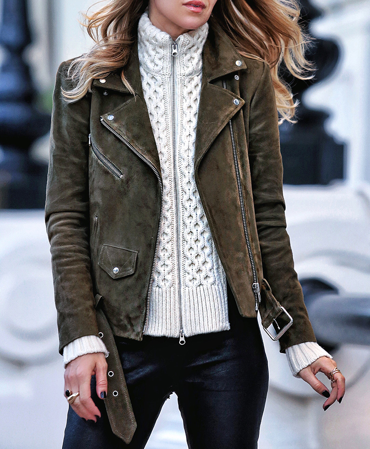 Veda Suede Jayne Jacket and Veronica Beard Dickey | Fall layers from Helena of Brooklyn Blonde