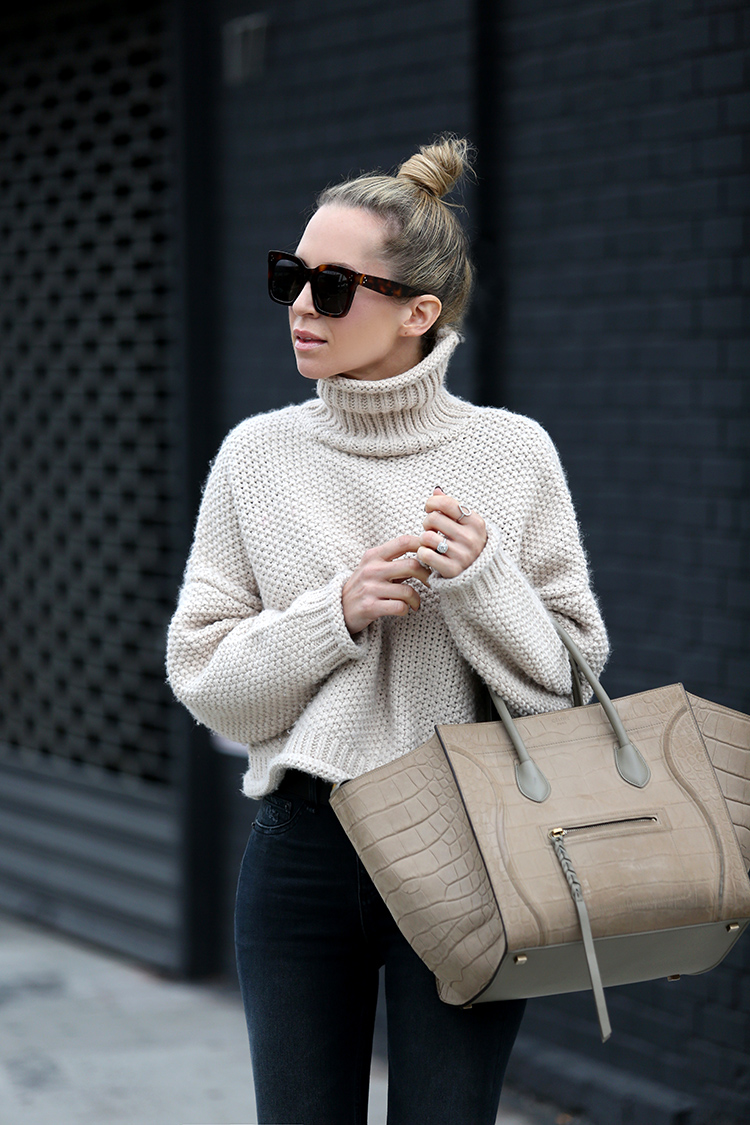 Fall Outfit Inspiration, Chunky Knit Turtleneck Sweater, Helena of Brooklyn Blonde