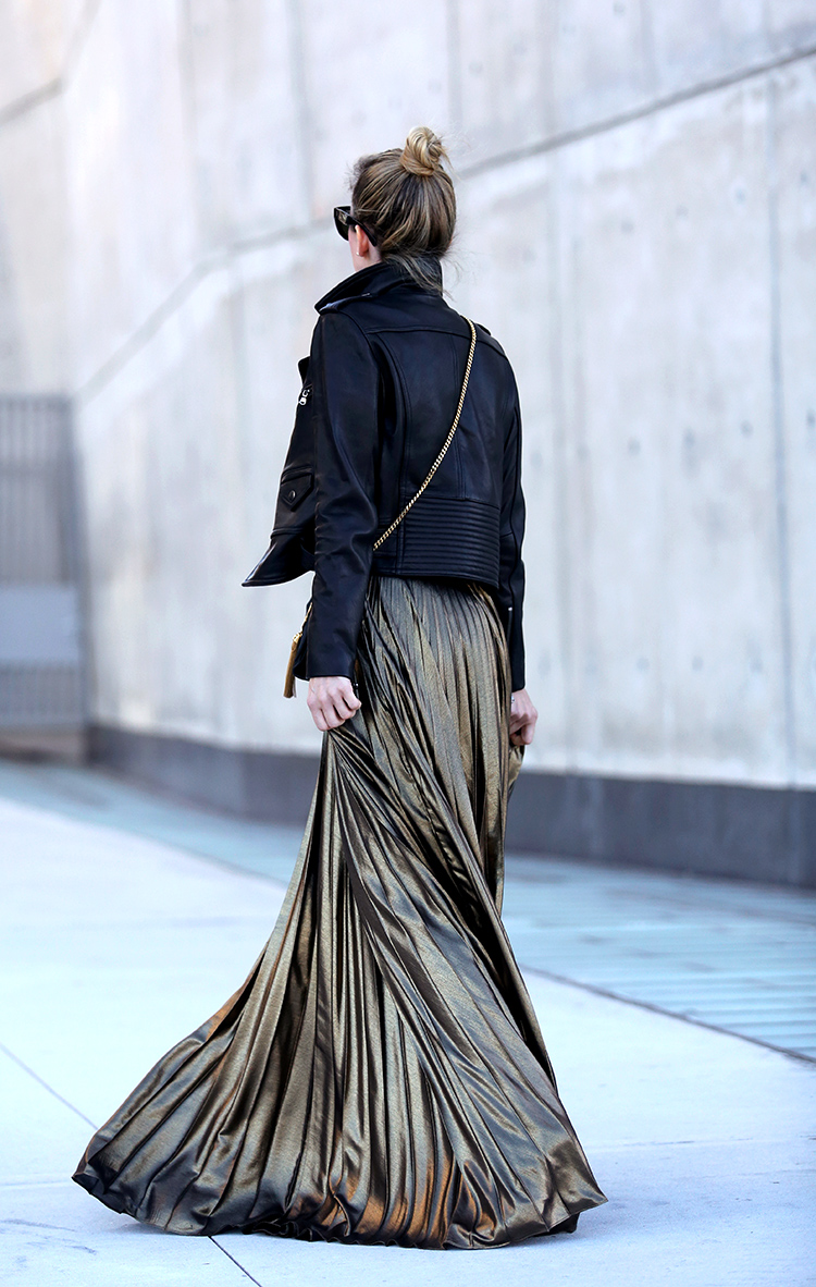 Holiday Dressing | Gold Pleated Skirt