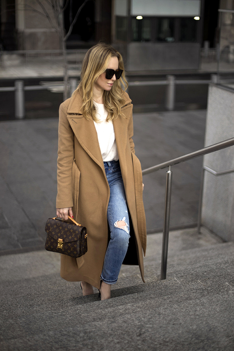 Camel Coat, Chanel Mules, Louis Vuitton Pochette Metis | Helena of Brooklyn Blonde