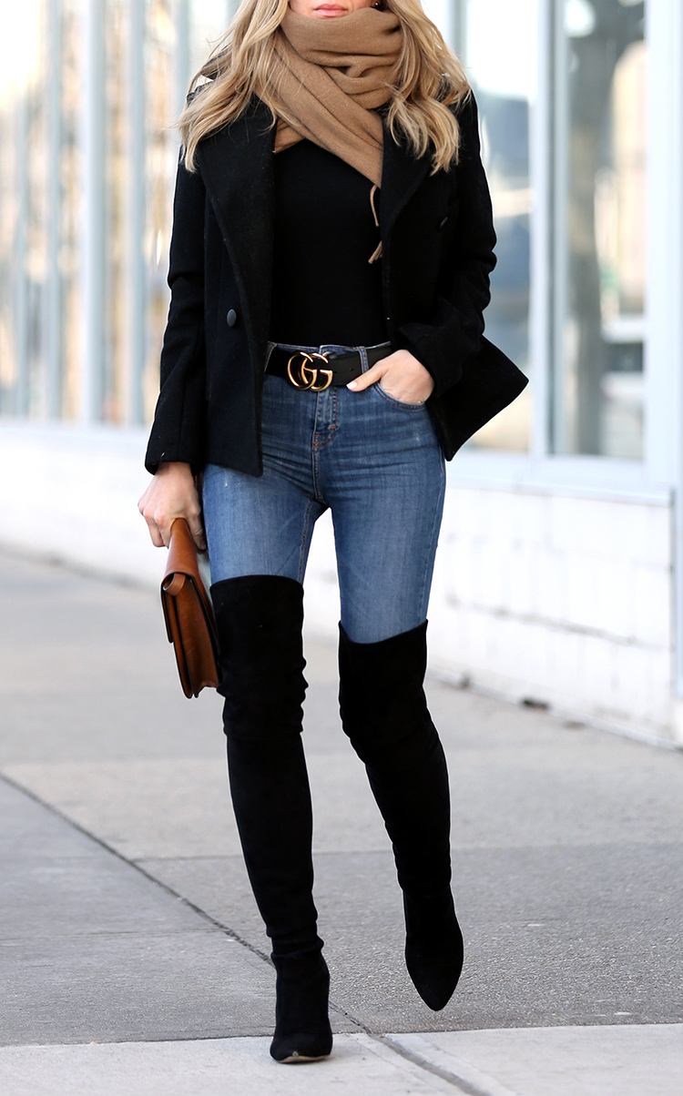 Winter Style: Stuart Weitzman All Legs Over the Knee boots and Gucci Belt