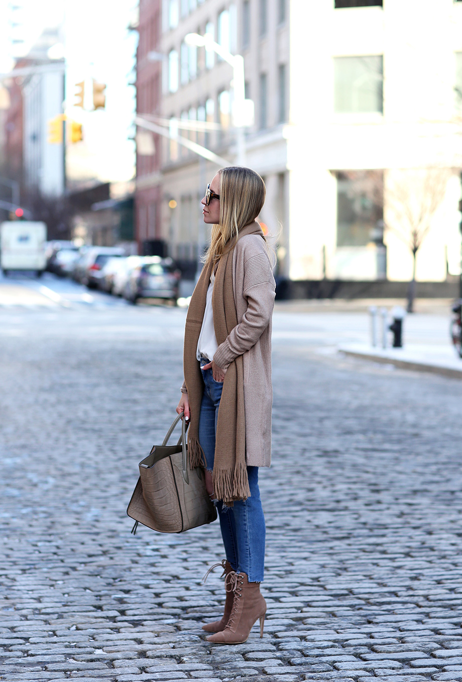 Camel Scarf, Celine Phantom Bag, Neutral Outfit | Closet Essentials: Camel Scarves