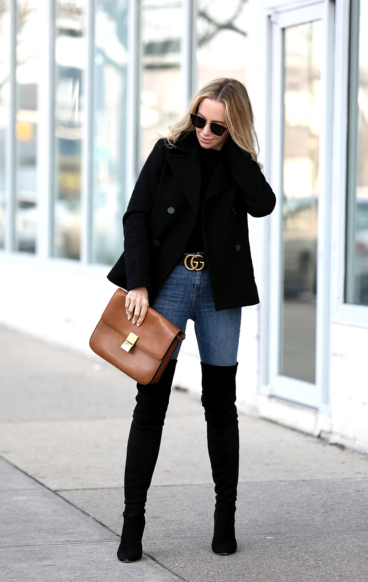 woman wearing Winter Style jacket and knee high boots