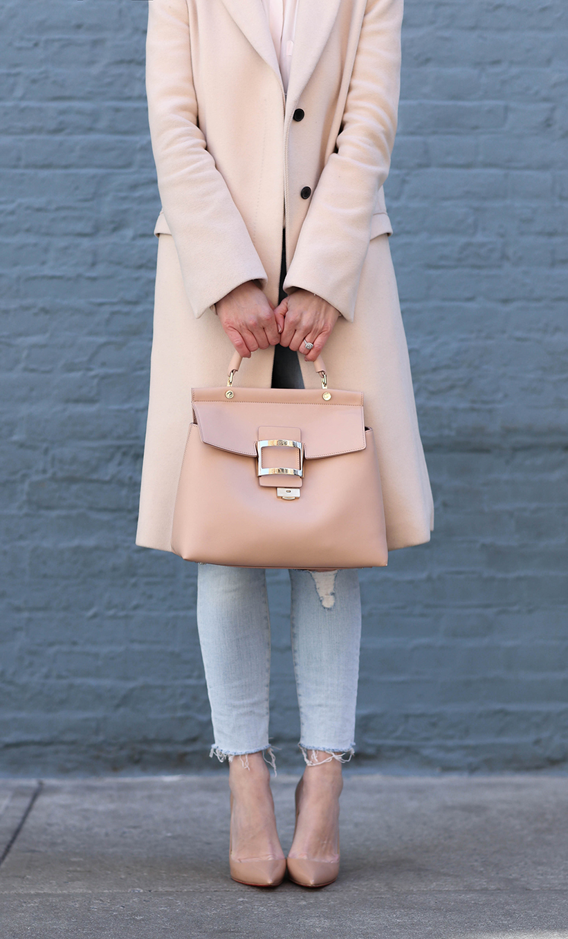 Spring Style, Blush Coat, blush Roger Vivier Bag