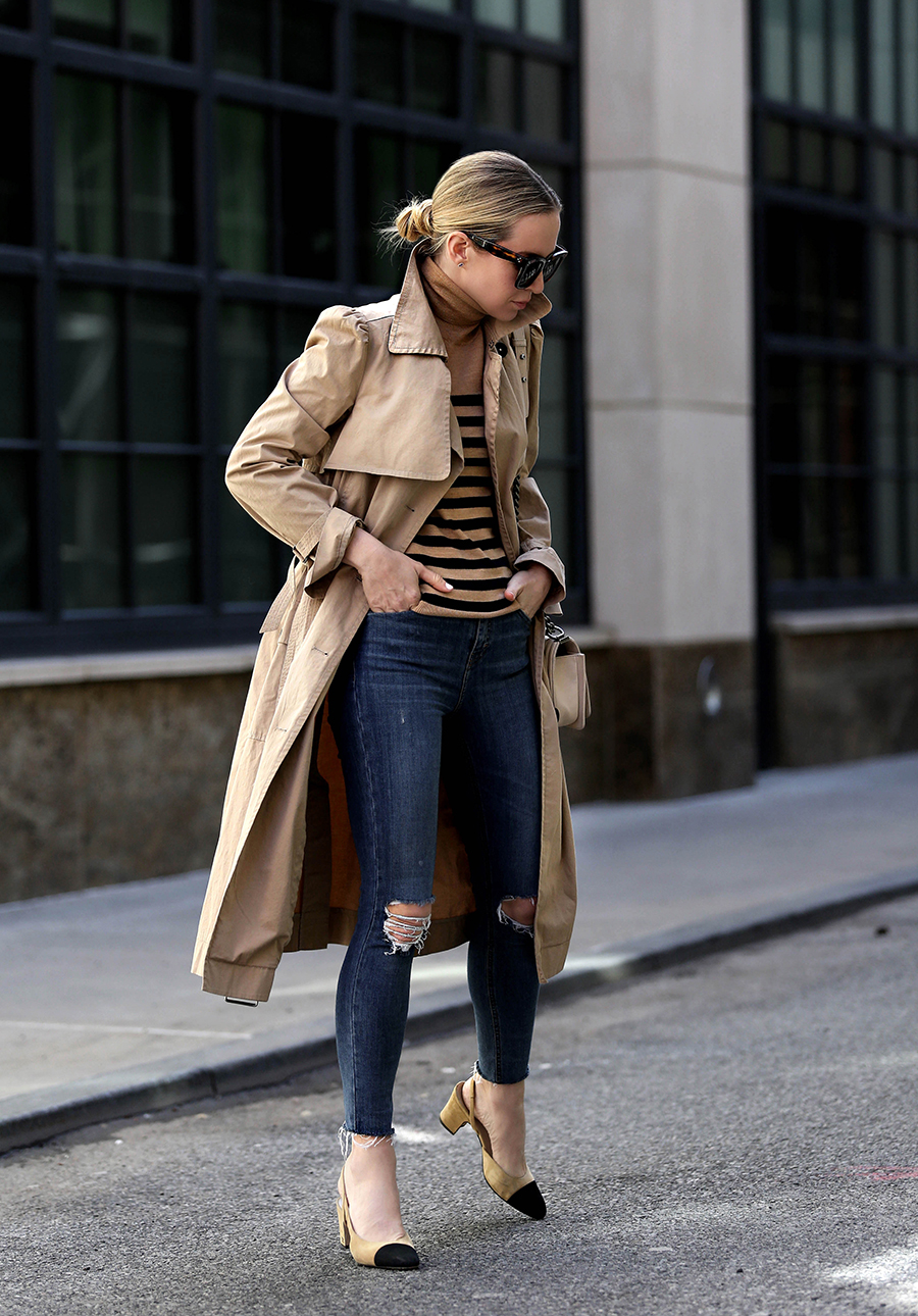 How to style a trench coat - Helena Glazer of Brooklyn Blonde wearing a trench coat by La Vie Rebecca Taylor
