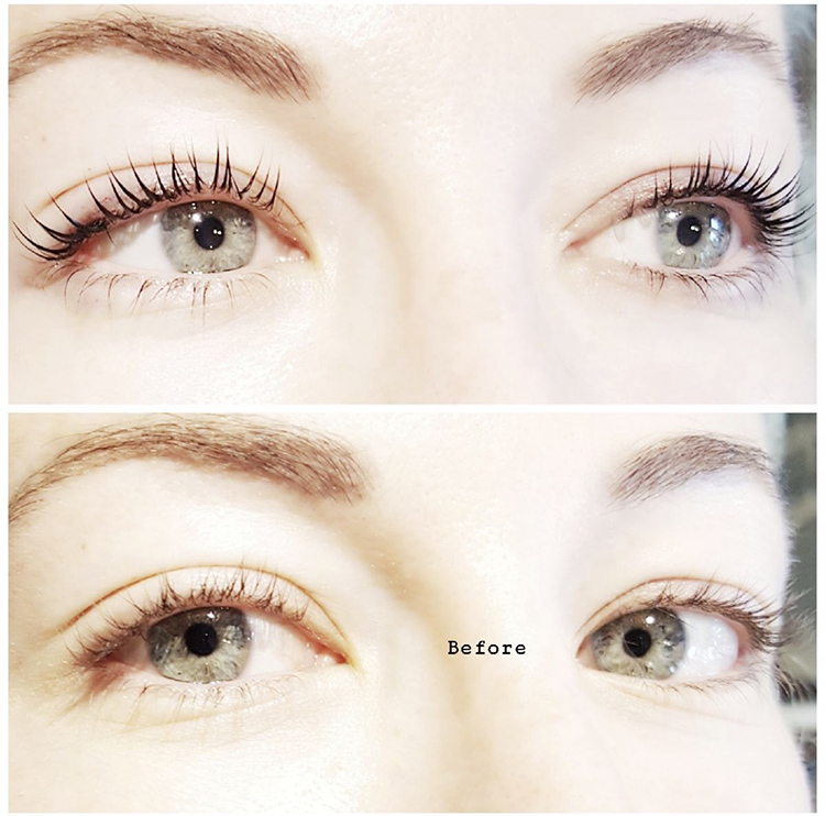 Brooklyn Blonde Blogger Helena Glazer shares her Lash Lift Reviews NYC - in photo: lash lift before and after
