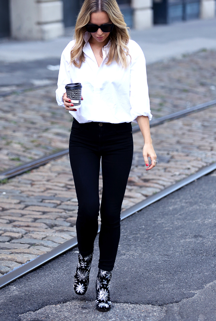 Helena from Brooklyn Blonde wears Marc Fisher Statement Booties