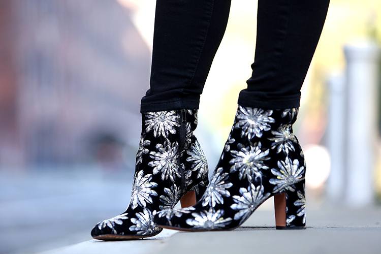 Helena from Brooklyn Blonde wears Marc Fisher Statement Booties