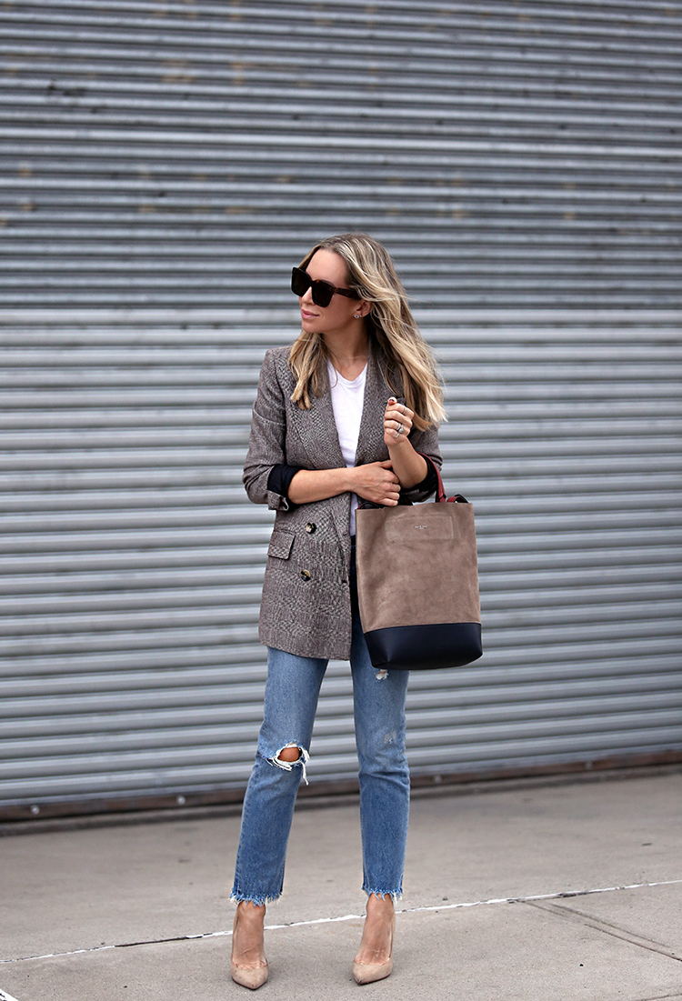 Fall Outfit Inspiration, Plaid Blazer, Helena of Brooklyn Blonde