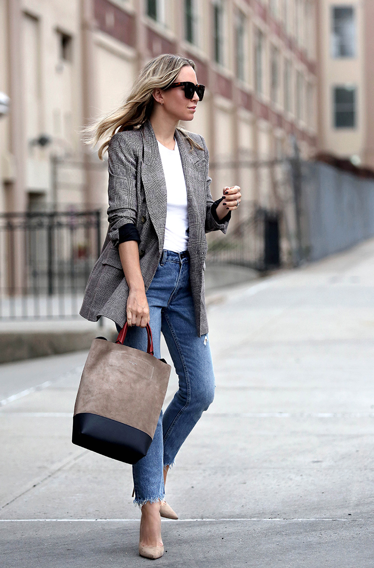 Fall Outfit Inspiration, Plaid Blazer, Helena of Brooklyn Blonde