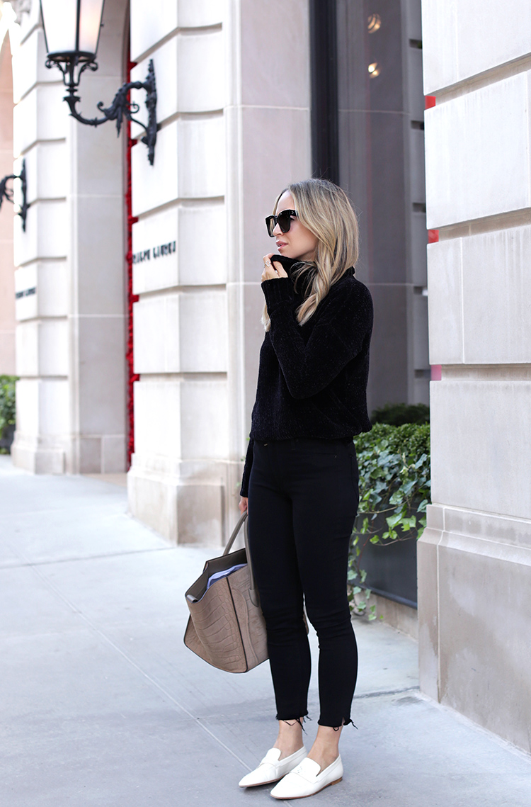 All Black Outfit with White Shoes. How To Style White Loafers