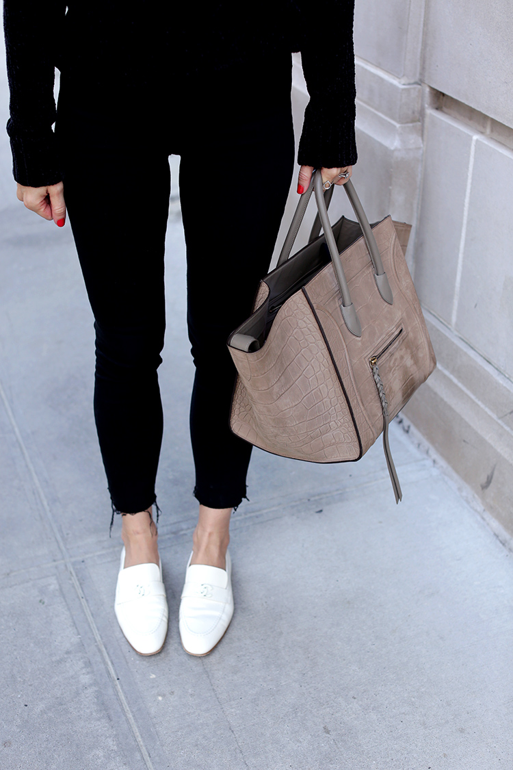 All Black Outfit with White Shoes. How To Style White Loafers.