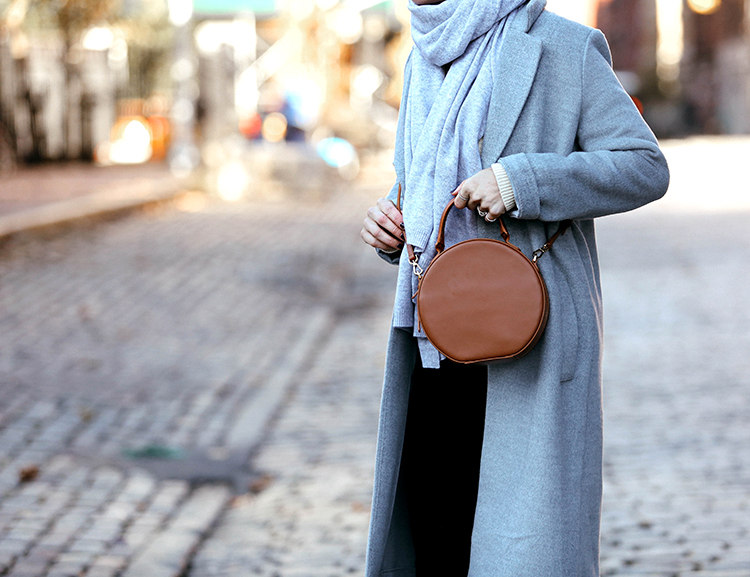 Mansur Gavriel Leather Circle Bag, Helena of Brooklyn Blonde