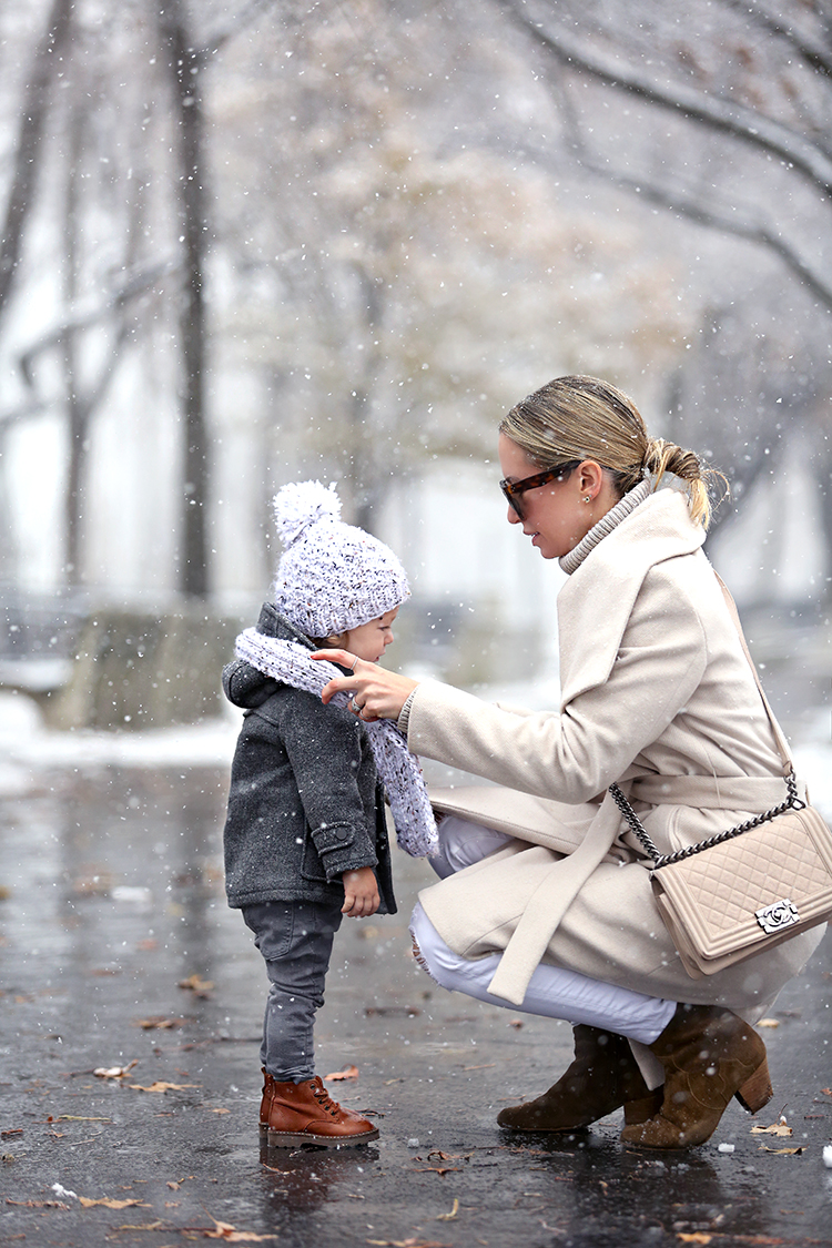 nate is two with her mother Helena Glazer under the snow