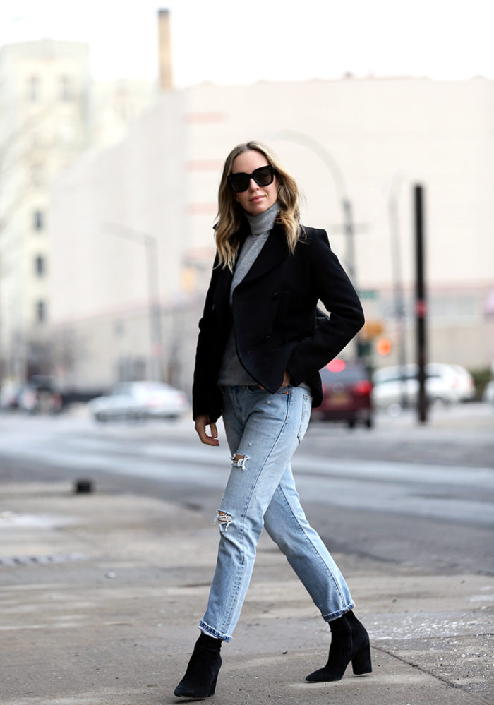 Winter Style: Grey Cashmere & Boyfriend Denim | Brooklyn Blonde