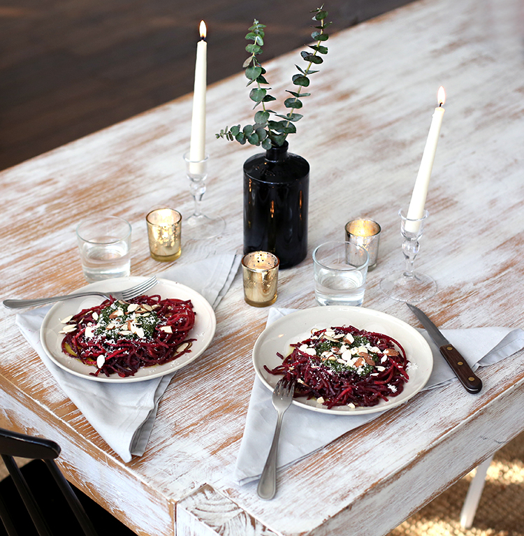 KitchenAid Standing Mixer, Food Recipes, Spiralized Beet Noodles Tablescape, Helena of Brooklyn Blonde