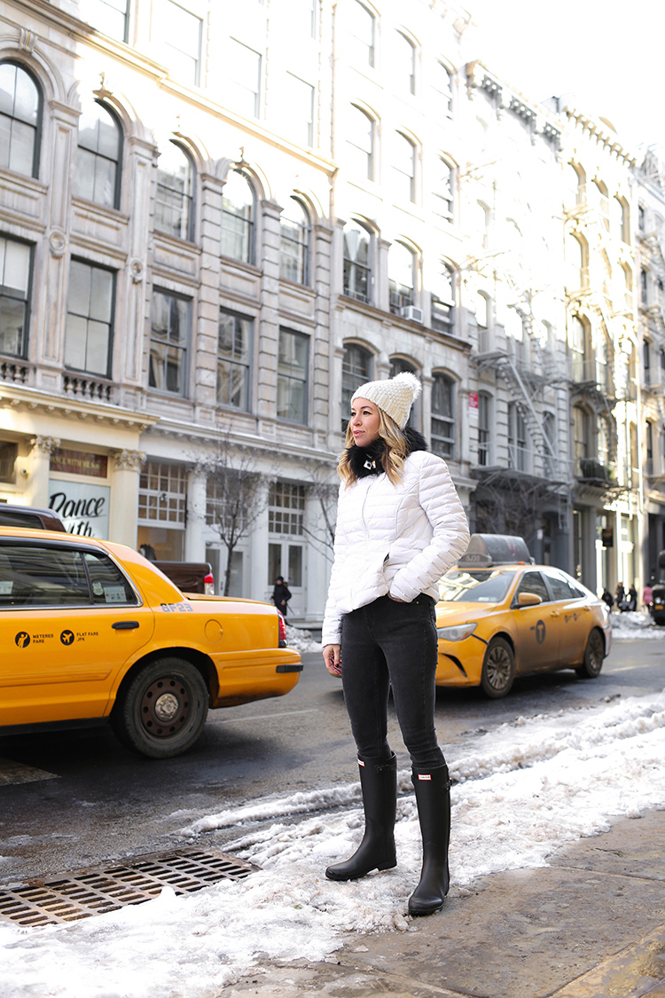 Hunter Boots, Winter Outfit, Helena of Brooklyn Blonde