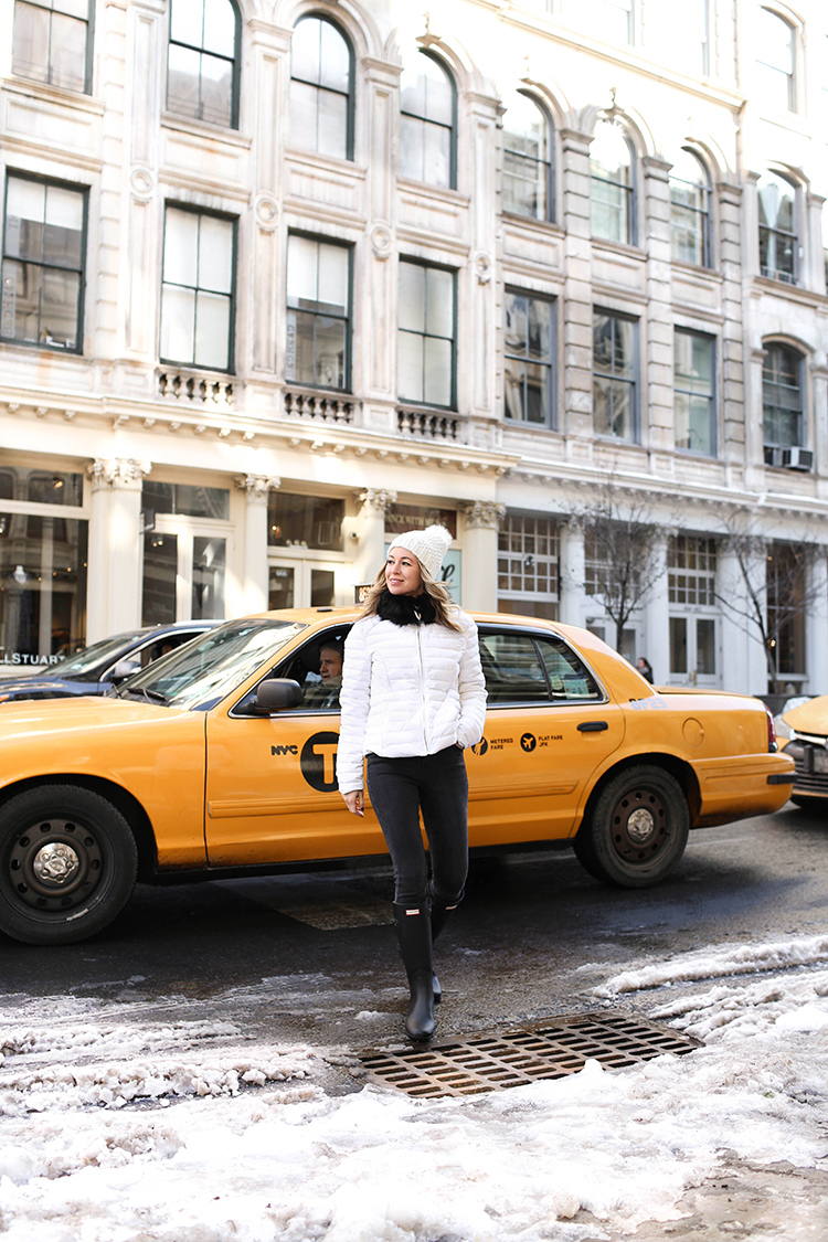 Hunter Boots, Winter Outfit, Helena of Brooklyn Blonde