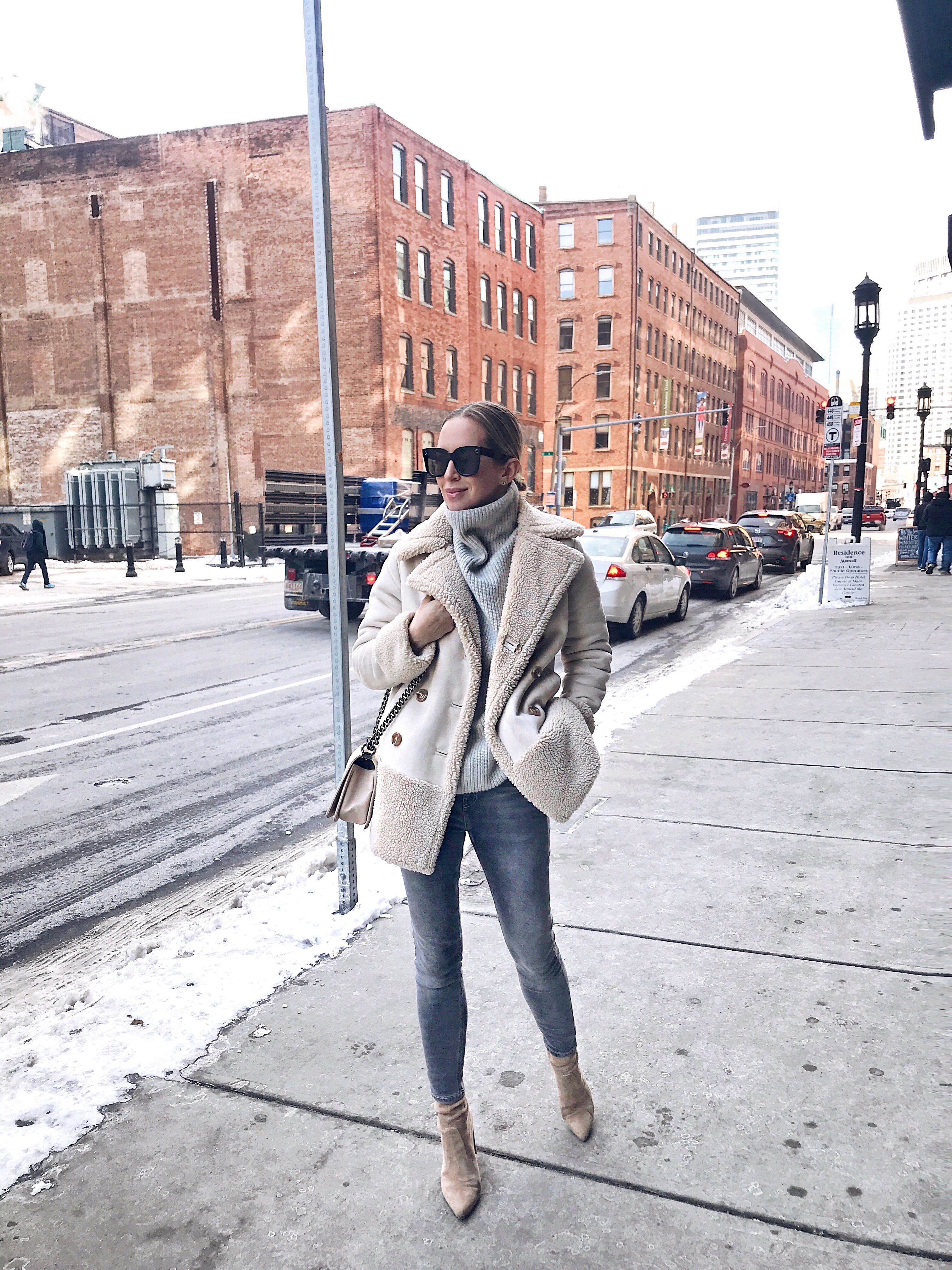 Winter Outfit, Sherpa Coat, Helena of Brooklyn Blonde