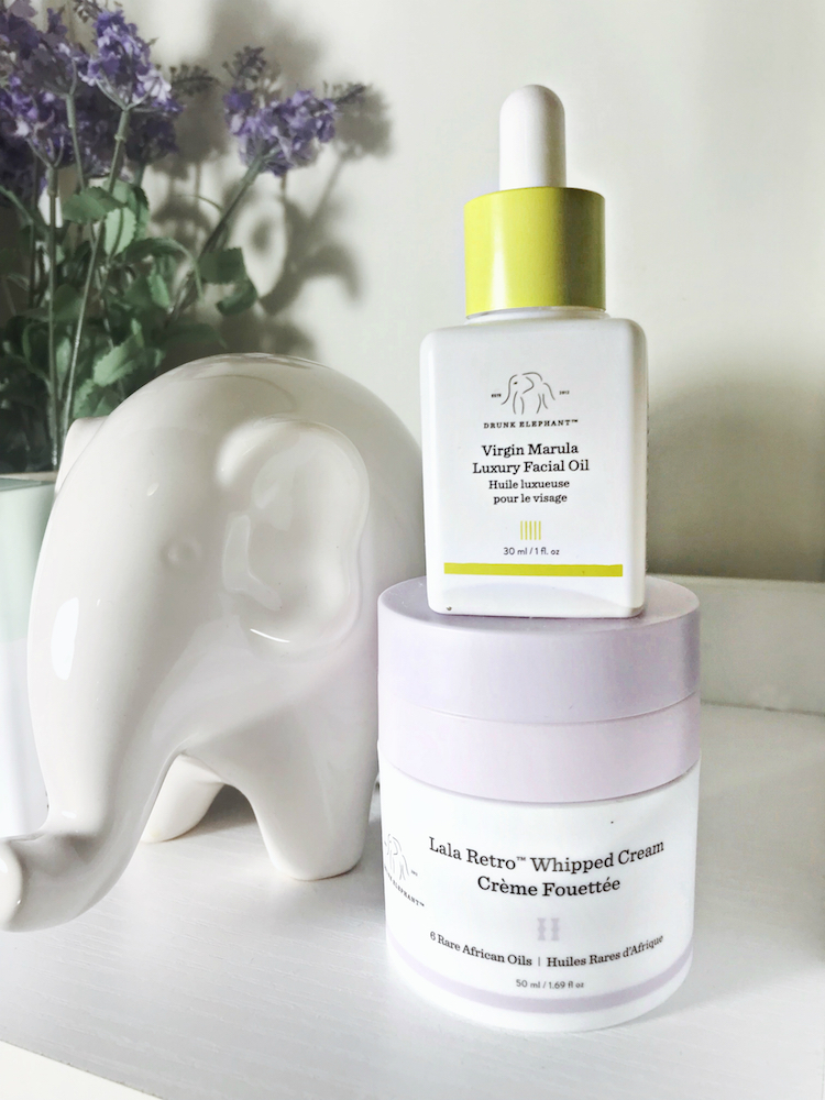 Monthly Beauty Favorites, Drunk Elephant Virgin Marula Luxury Facial Oil, Lala Retro Whipped Cream, Helena of Brooklyn Blonde