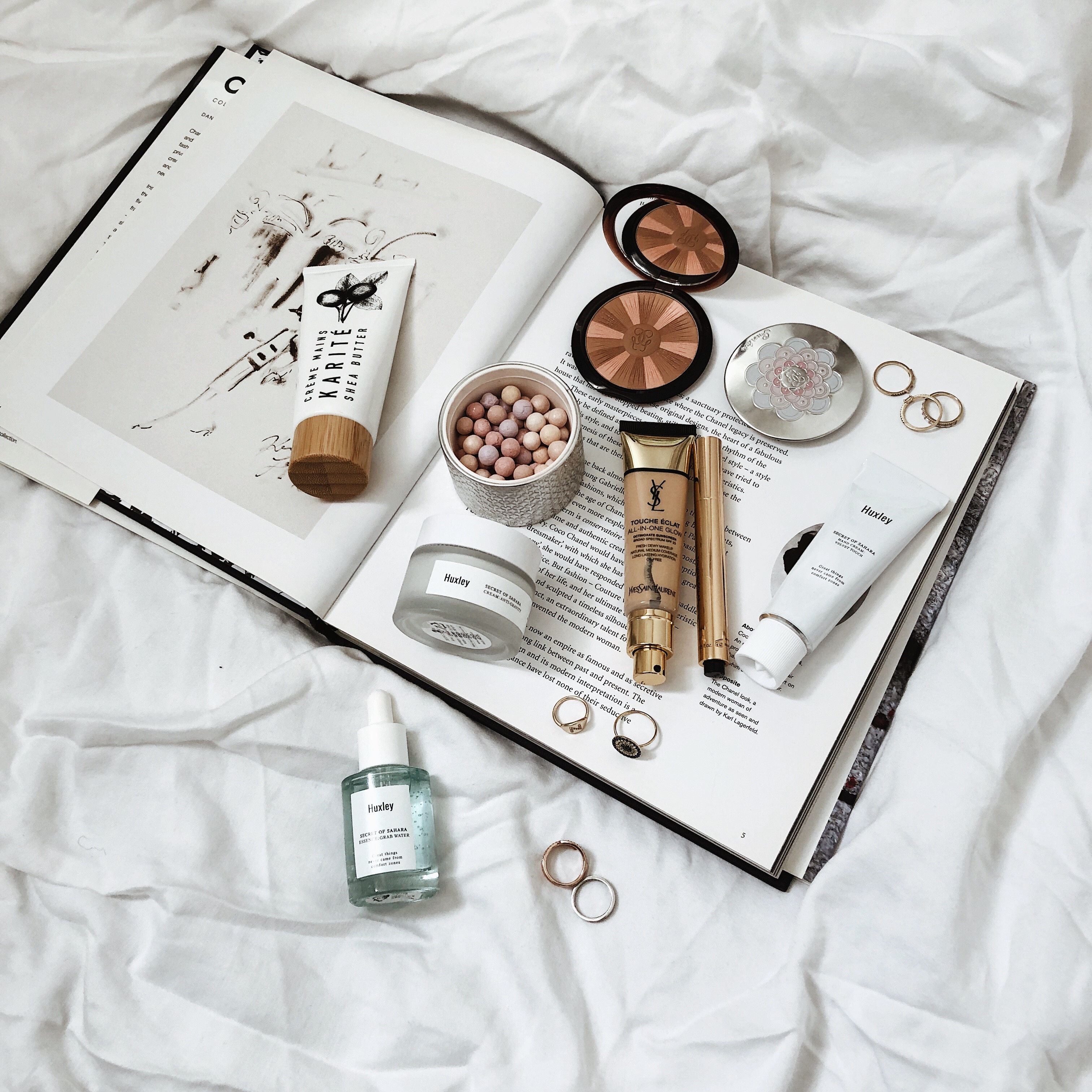 Monthly Beauty Favorites, April Skincare, Flat Lay, Helena of Brooklyn Blonde