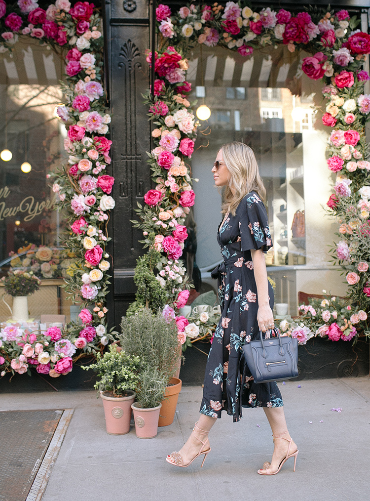 Nicholas Piper Floral Midi Dress, Celine Bag, Spring Style, Helena of Brooklyn Blonde