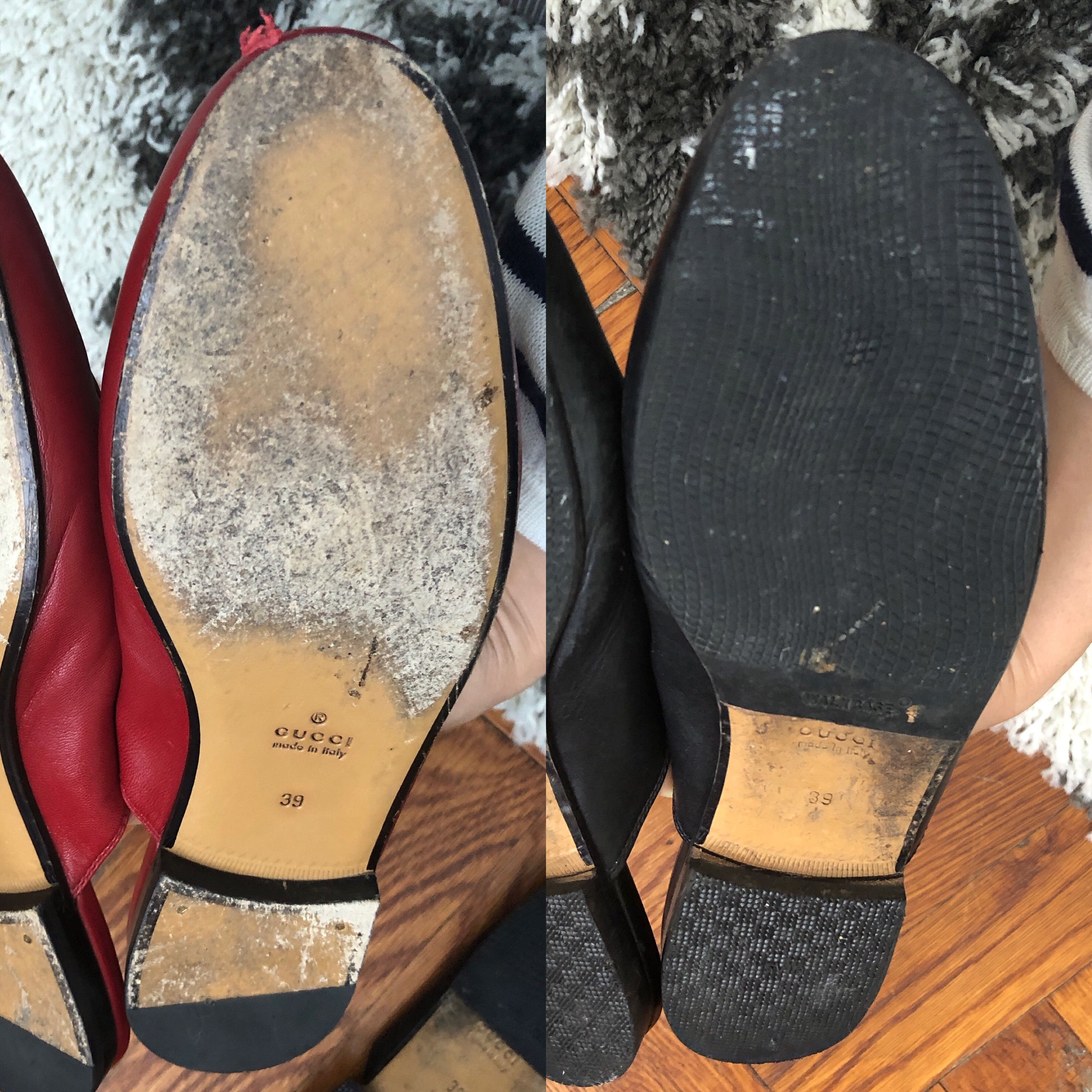 Before & After Gucci Slides Sole Repair, Brooklyn Blonde