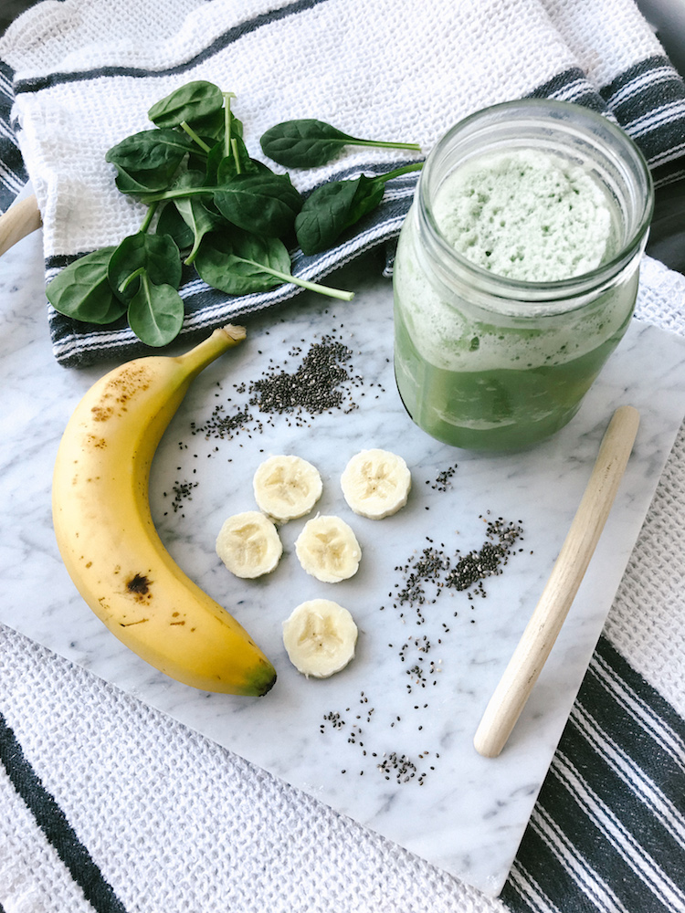 Spinach and Banana Protein Smoothie, Espira by AVON Plant Power Protein Powder, Helena of Brooklyn Blonde