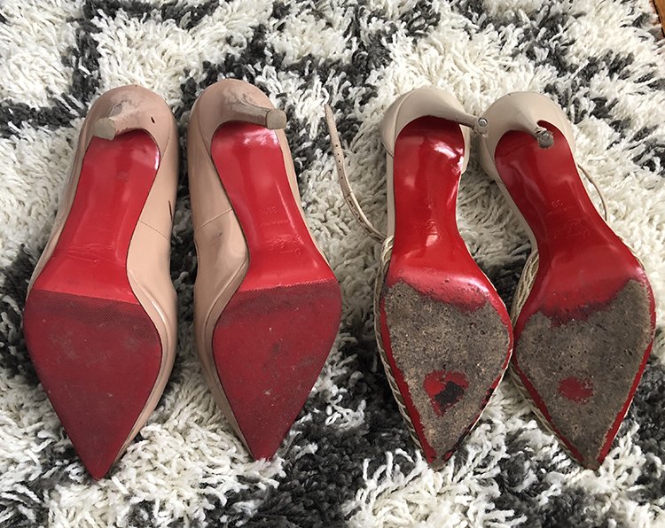 Before and After Christian Louboutin Pumps Red Bottom Sole Repair in Best Shoe Repair NYC