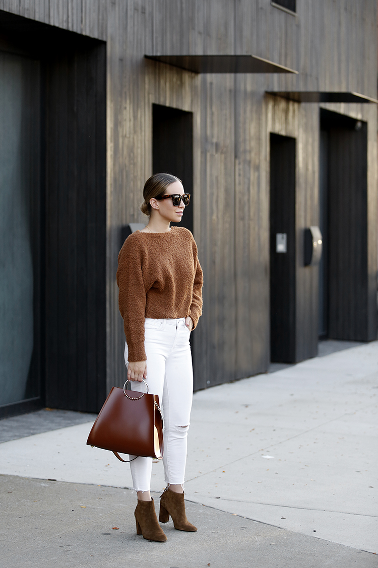 woman in brown sweater woman for what I'm buying for fall