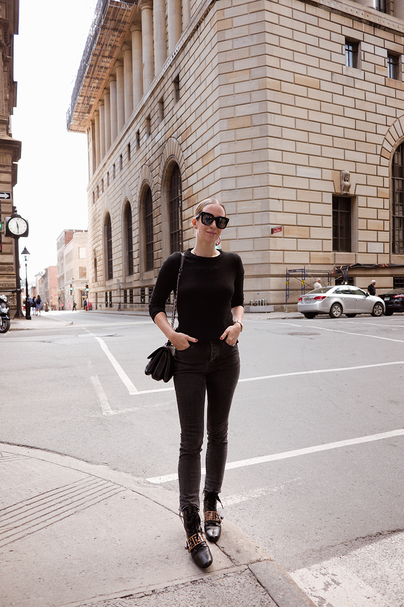 woman in all black outfit during Trip to Montreal