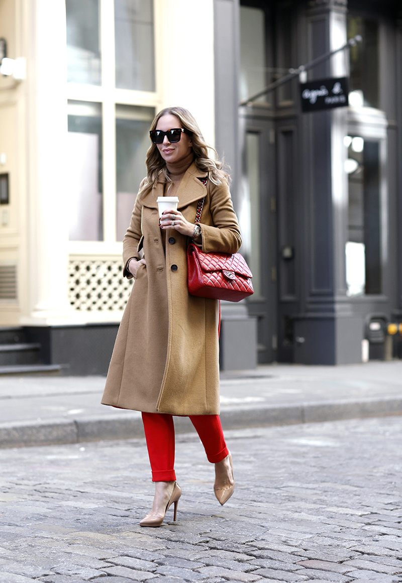 Camel and Red, Red Chanel Caviar Maxi, Helena Glazer of Brooklyn Blonde