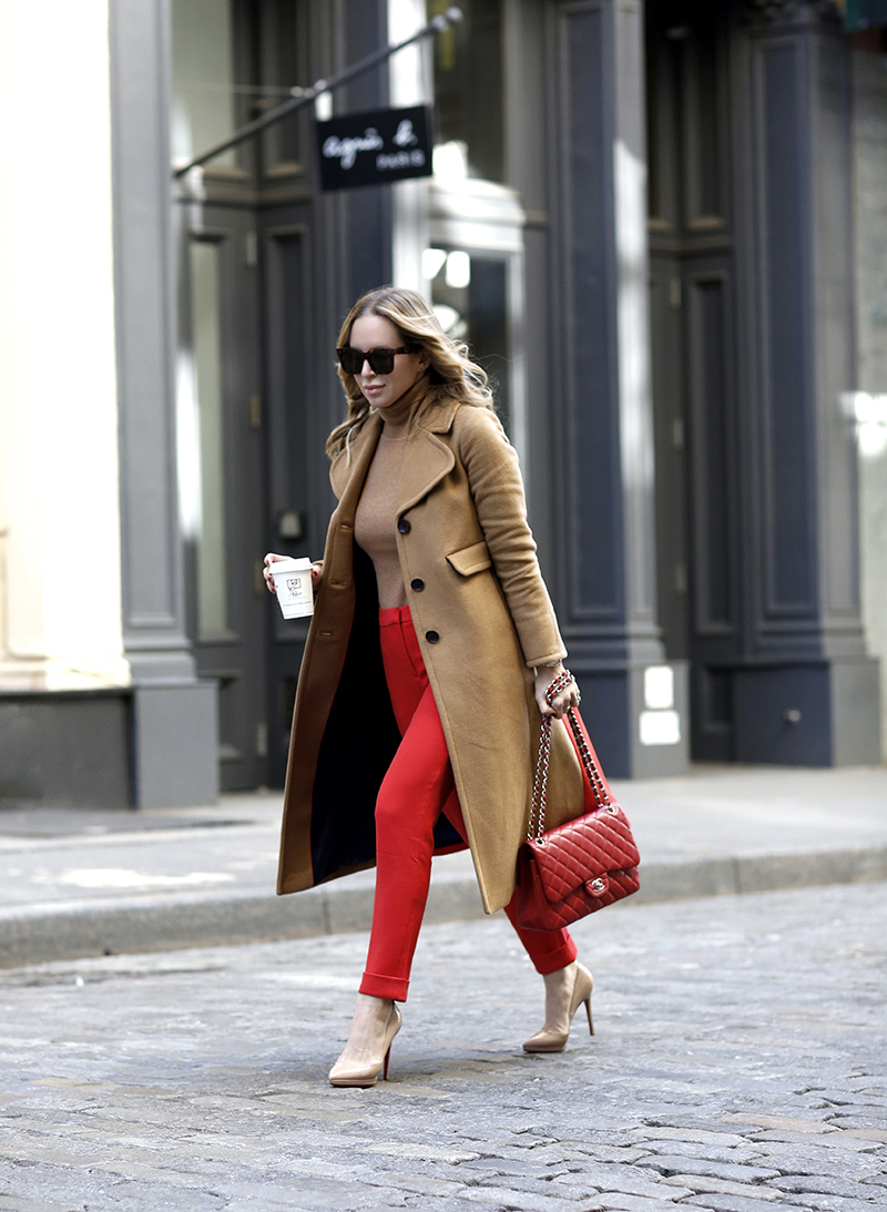 Camel and Red, Red Chanel Caviar Maxi, Helena Glazer of Brooklyn Blonde