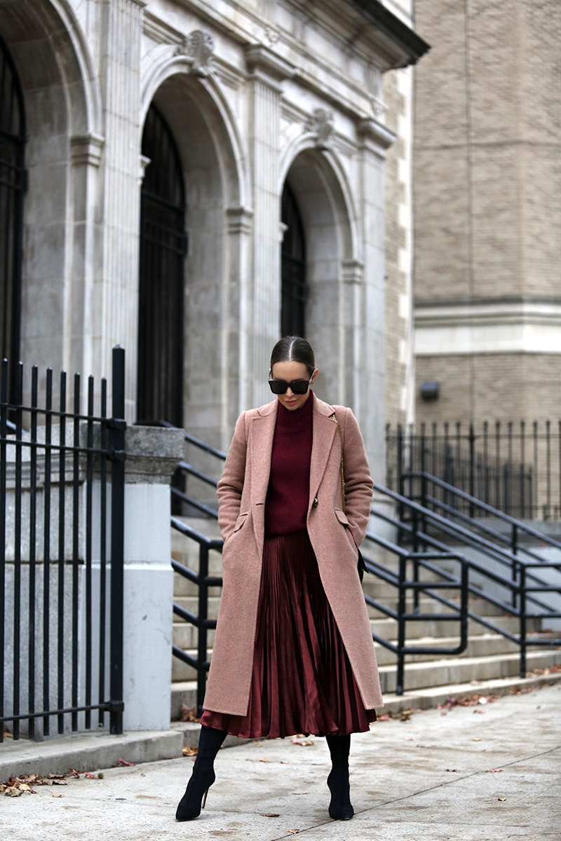 Burgundy Monochromatic winter outfit
