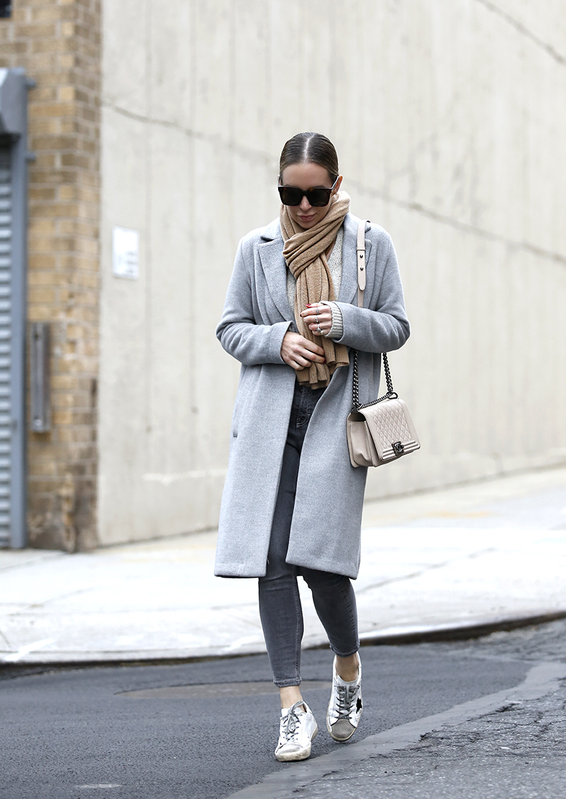 Day Into Night Outfit, Grey Monochromatic Look, Winter Style, Helena of Brooklyn Blonde
