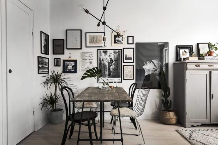 Dining Room Gallery Wall in a black and white home 