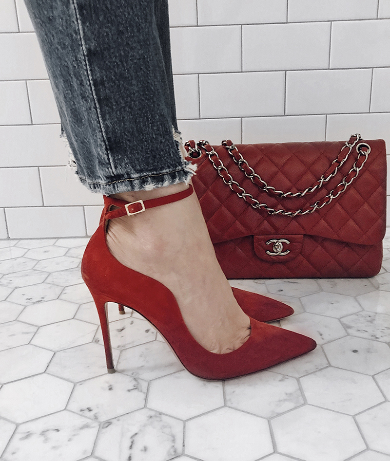 red shoes and bag for Happy Friday