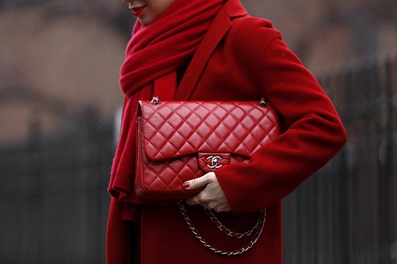 Chanel Red Jumbo Caviar Bag, Helena of Brooklyn Blonde