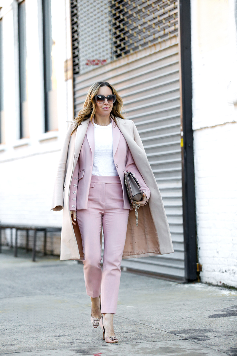 Veronica Beard Pink Suit, Spring Outfit, Helena of Brooklyn Blonde