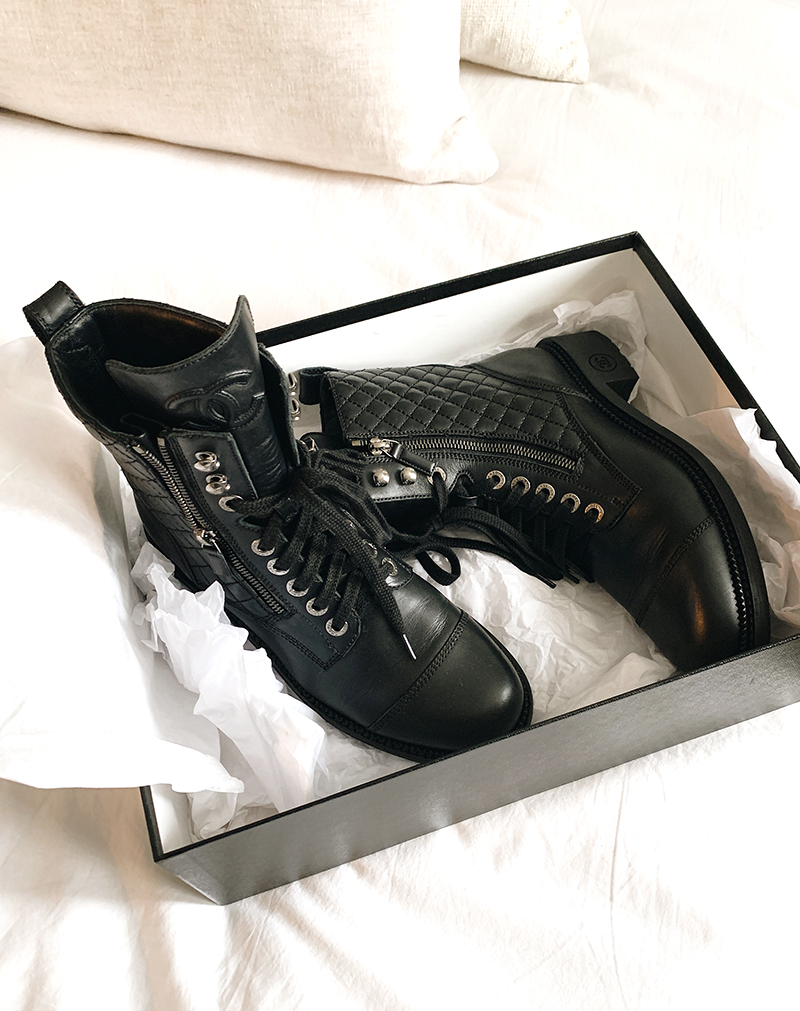 chanel combat boots