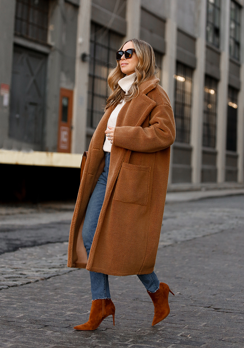 Verishop, Billie the Label Bronte Shearling Trench Coat, Teddy Coat, Helena of Brooklyn Blonde