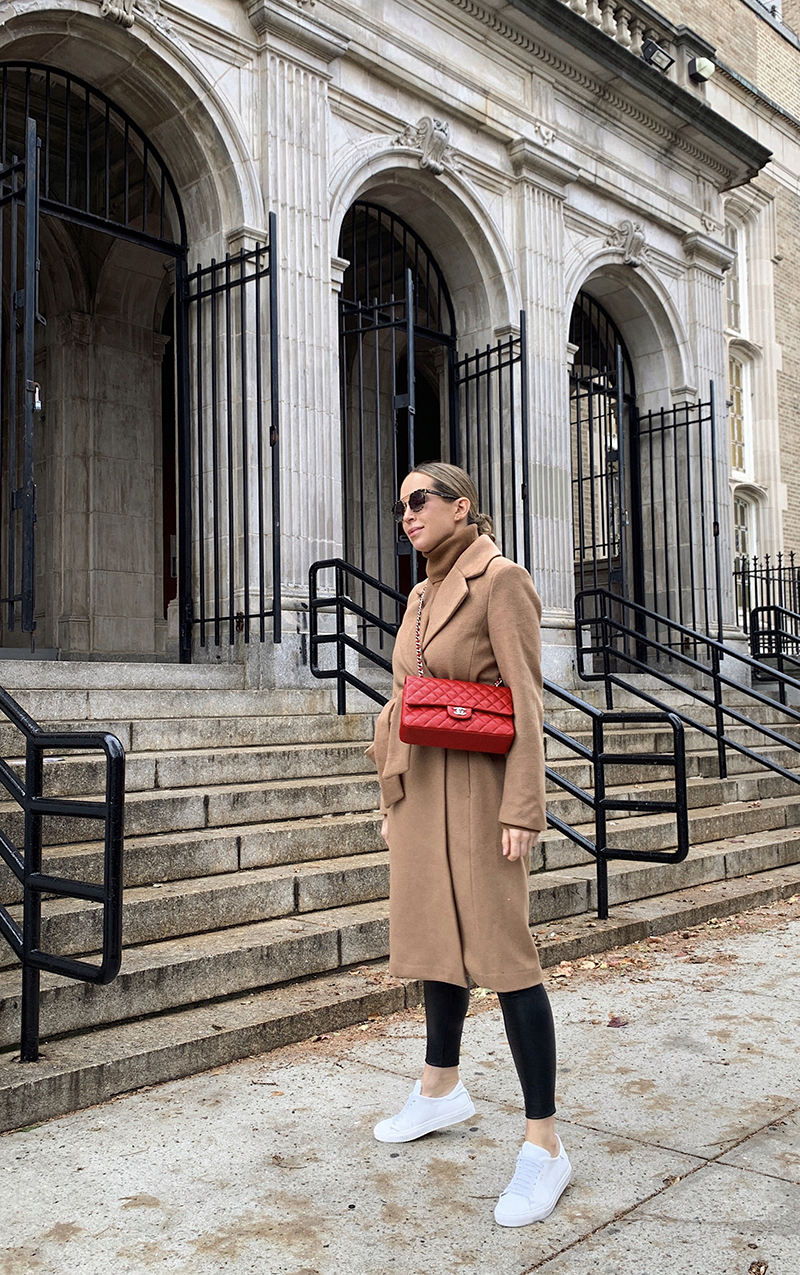 chanel red medium flap