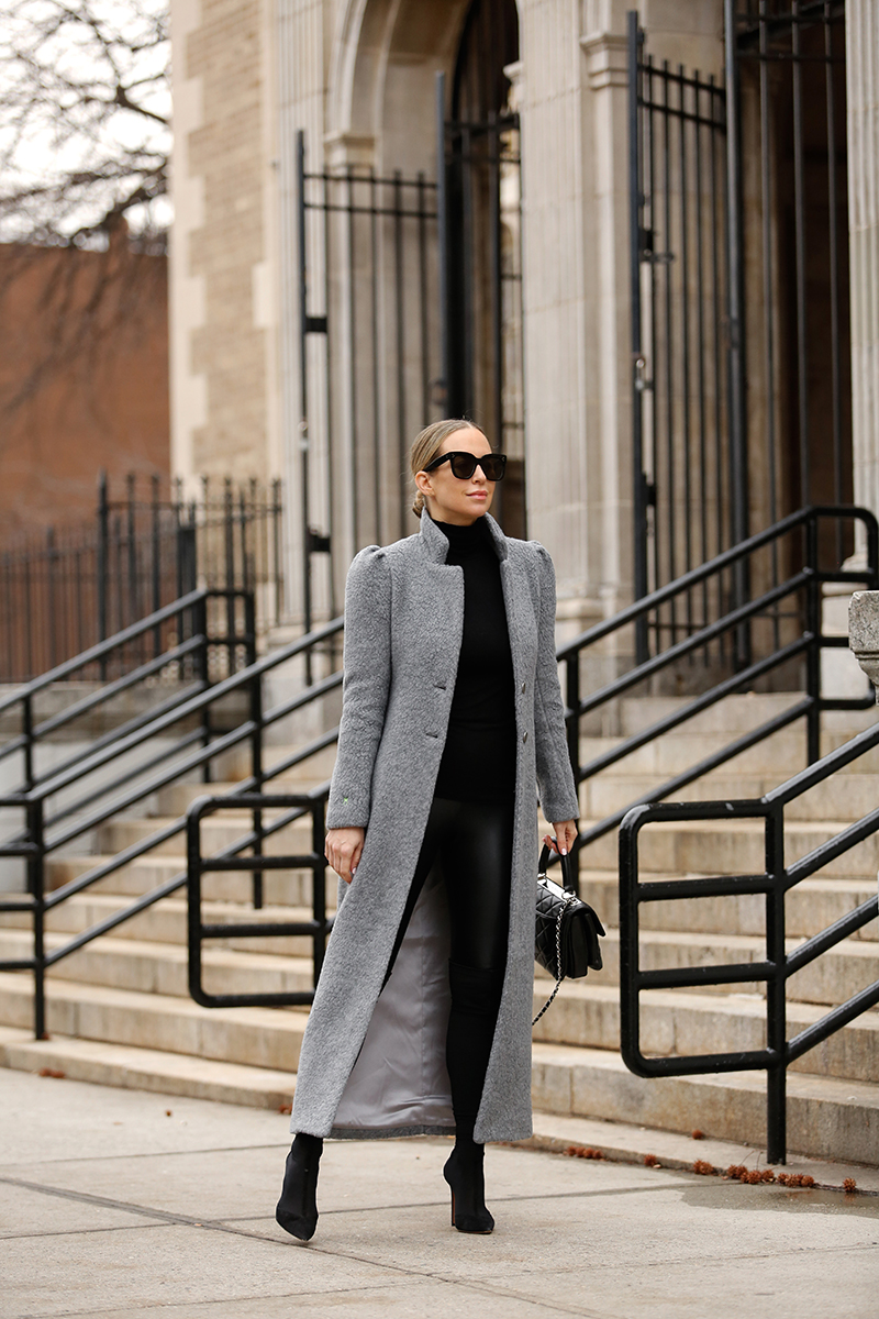 Helena Glazer blogger of Brooklyn Blonde wearing Fleece and black outfit