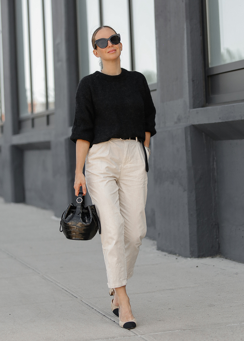 Neutral Fall Style, Black & Beige Outfit, Helena of Brooklyn Blonde